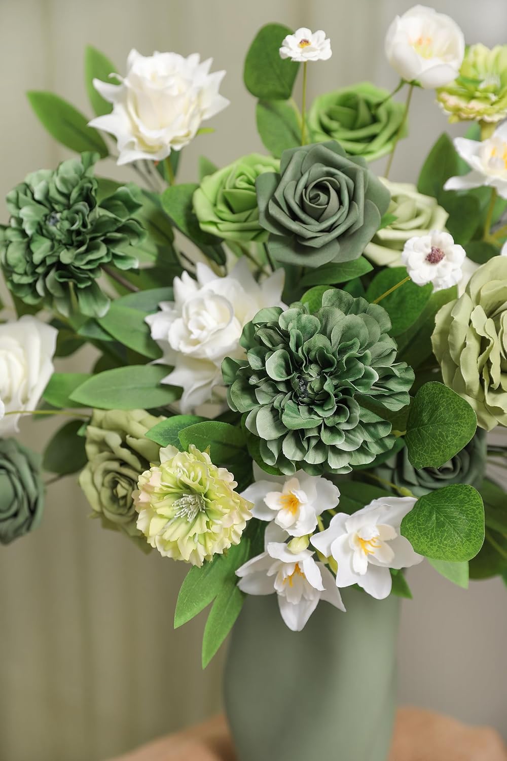 Green Artificial Flowers Combo Set Fake Flower Leaf Box with Stemst for DIY Wedding Bridal Bouquet, Centerpieces, Home Decor, Floral Arrangement Decor - Image 7