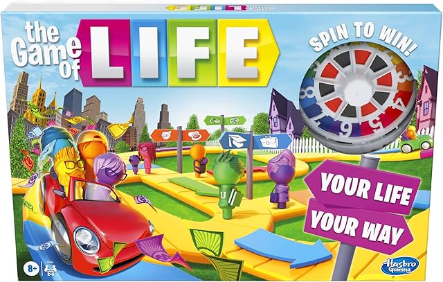 Hasbro Gaming The Game of Life Game, Family Board Game for 2 to 4 Players, for Kids Ages 8 and Up, Includes Colourful Pegs