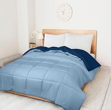 ROYALE All Season Down Alternative Bedding - Lightweight Quilted Comforter with Corner Tabs - Soft Luxury Hotel Comforter - Box Stitched Duvet Insert Full, Navy & Lake Blue