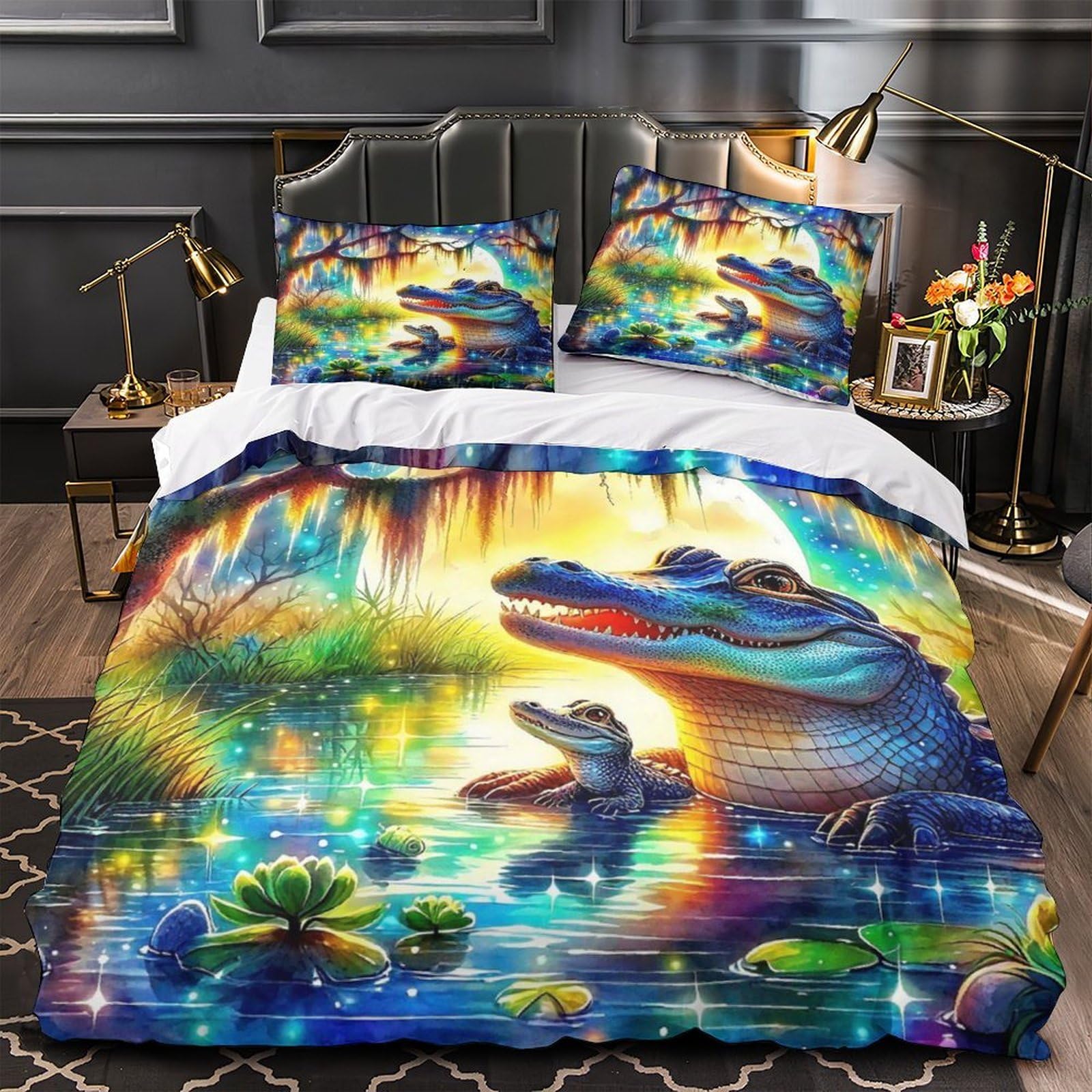 Housse de couette crocodile cartoon pour transformer la chambre des enfants avec style