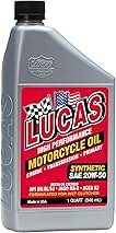 Lucas Oil 10702 High Performance Synthetic SAE 20W-50 Motorcycle Oil - 1 Quart (Pack of 6)