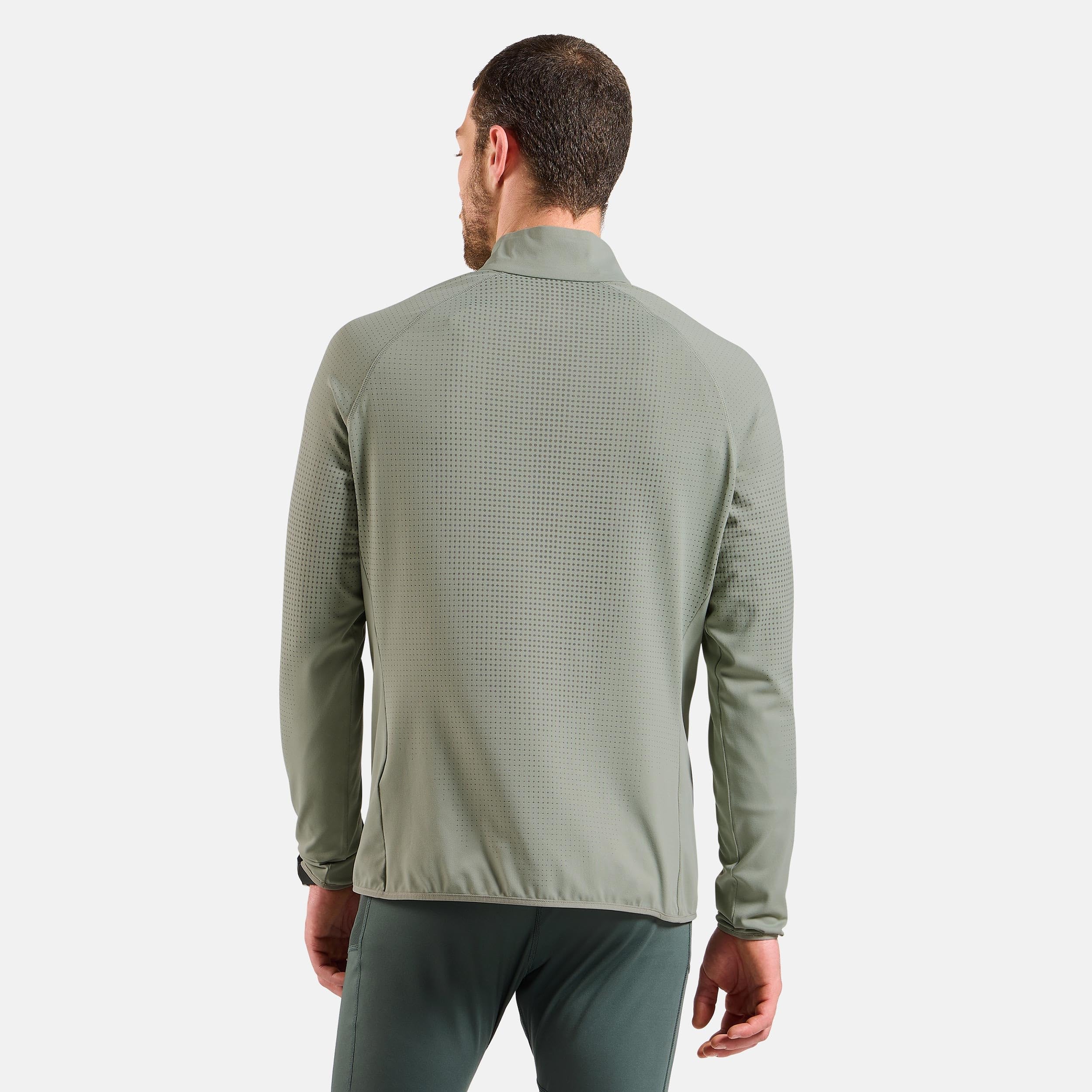 Odlo Zeroweight Warm Mid Layer 1/2 Zip Laufshirt Herren Oliv - Shadow XXL