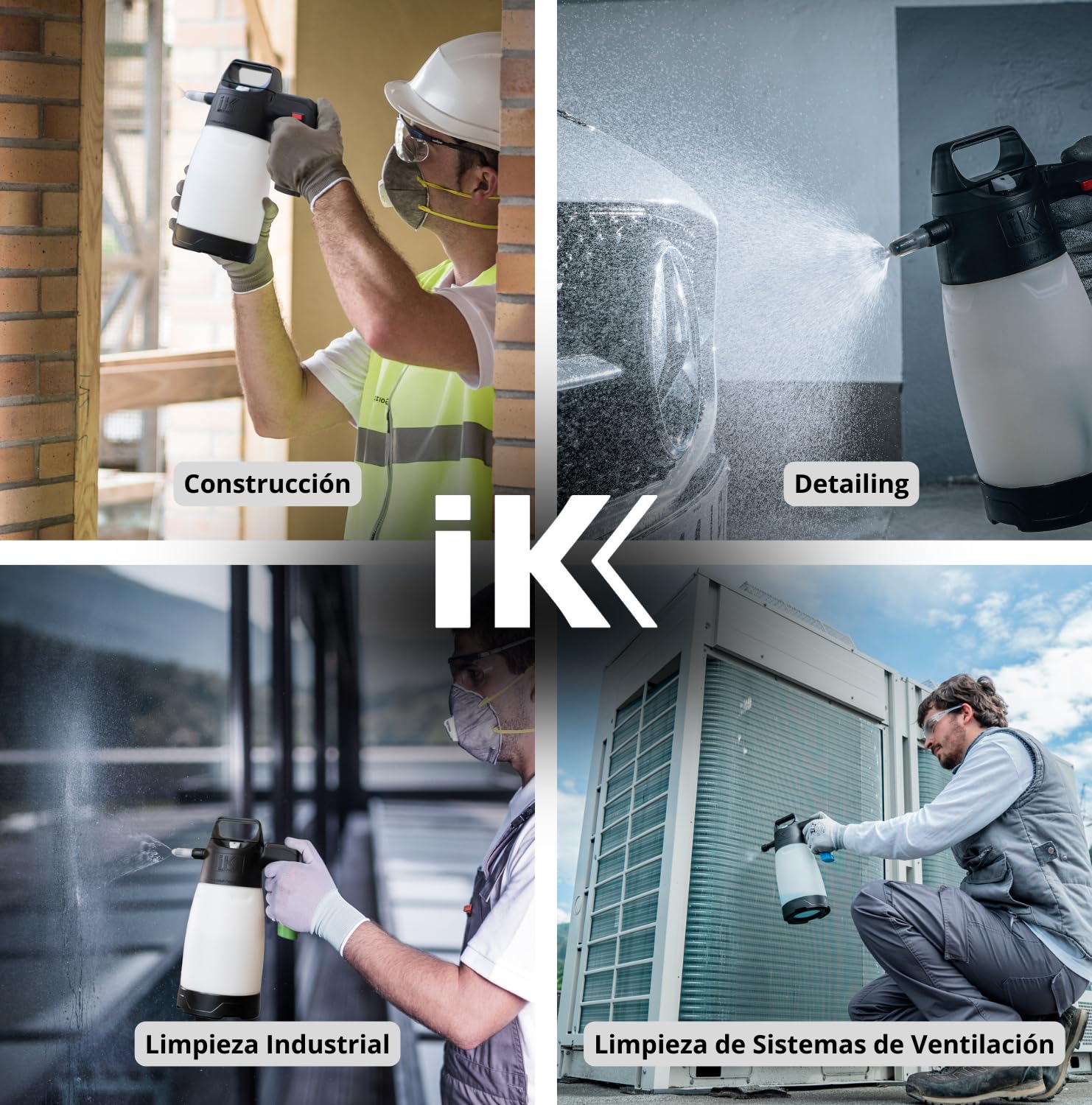 IK Pulverizador a Presión Profesional 1,5L - Apto para Ácidos y Químicos Agresivos - Limpieza y Desinfección - Construcción, Industria y Control de plagas - Multi Pro 2 - Hecho en España