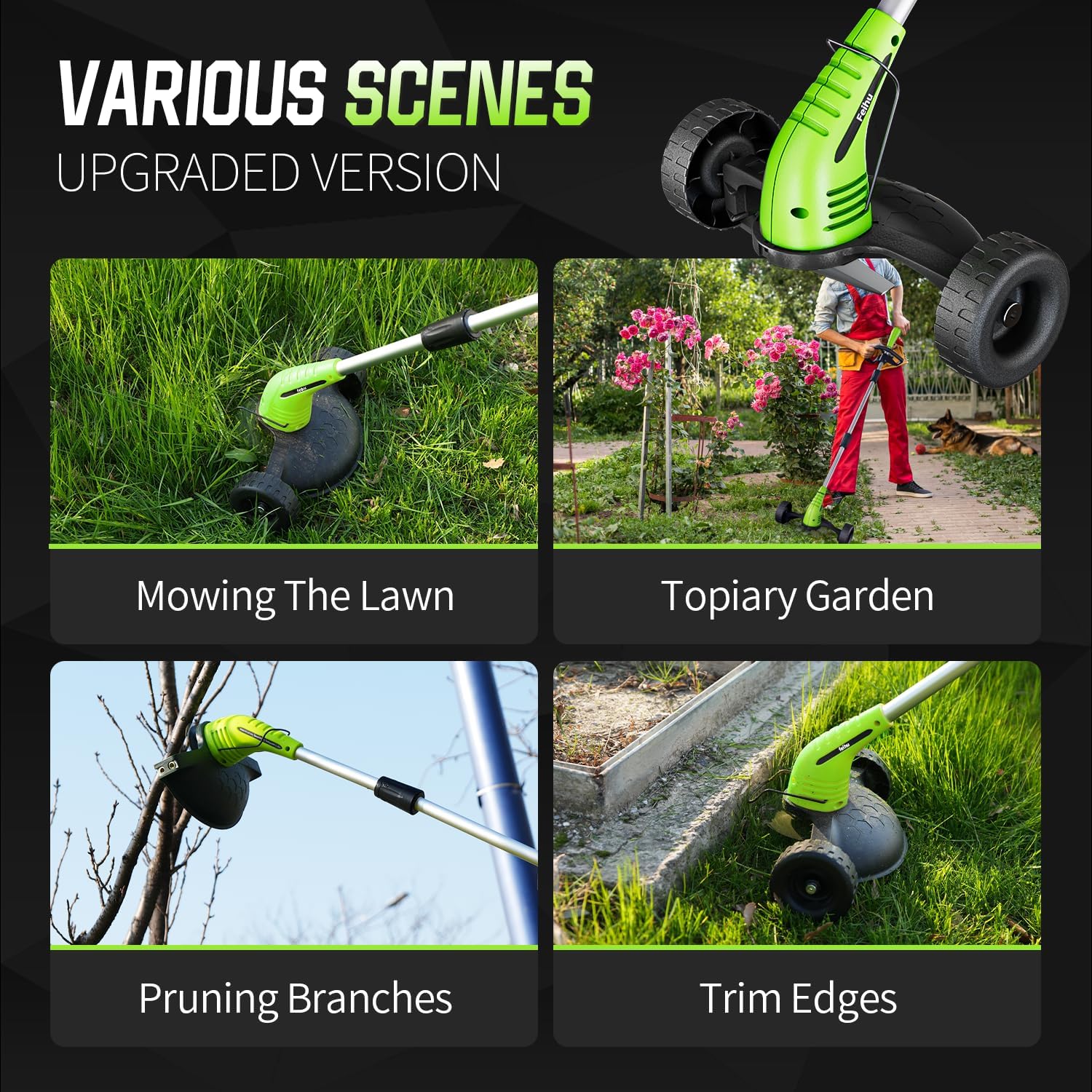 Cordless Weed Wacker 12V 2pcs 2000mah Batteries with Leaf Blower 40V 2pcs 2000mah Batteries