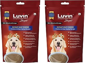 Luvin Slurpin' Instant Chicken & Oats Soup Powder for Dogs 240gms - Pack of 2 | Probiotics, Omega 3 & 6, Antioxidants & Collagen Rich | India's First Soup for Dogs