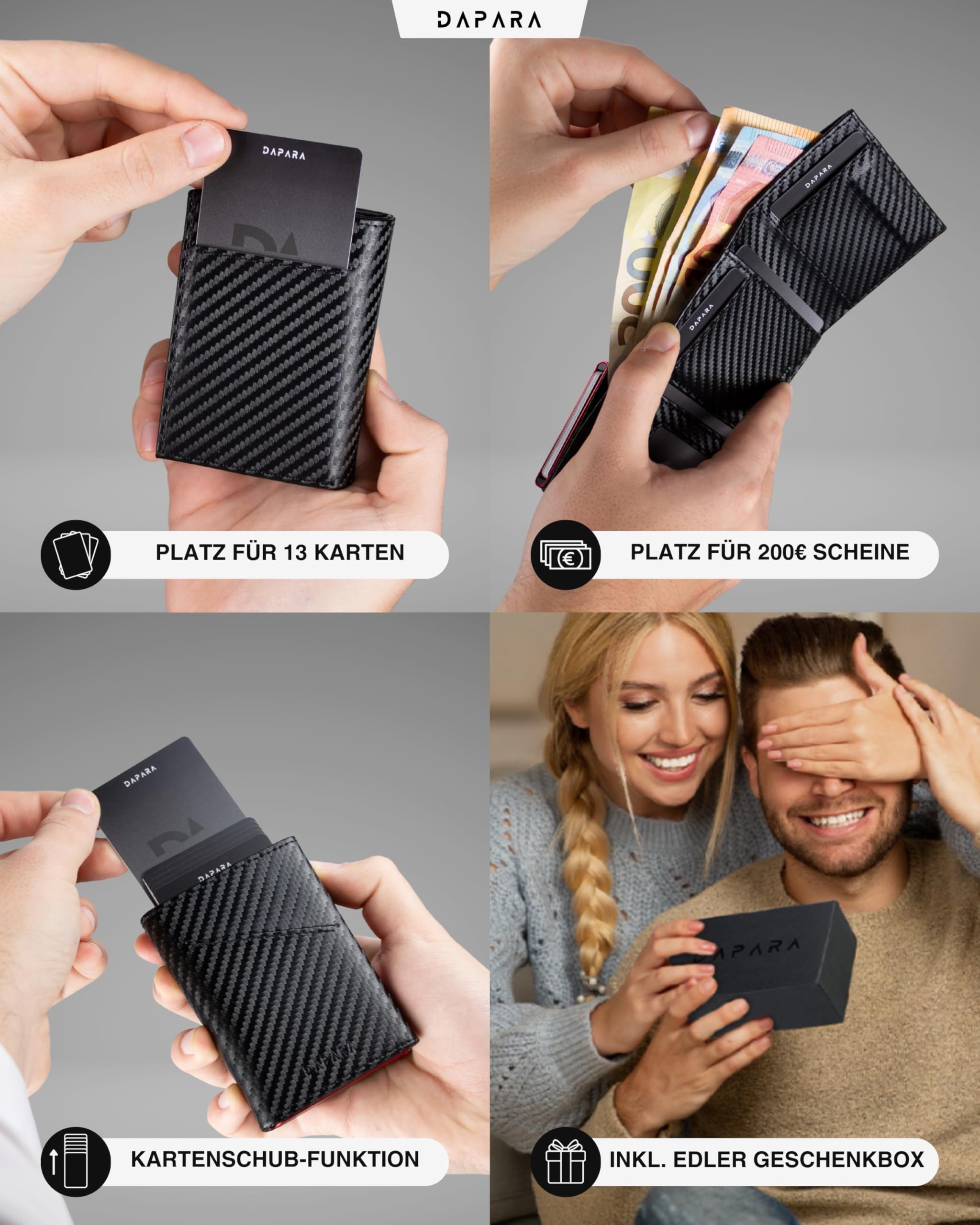 Portafoglio da uomo | Slim Wallet da uomo con portamonete e protezione RFID | Portafoglio da uomo | Porta carte per 12 carte | Smart Wallet for Men | Portafoglio per carte di credito |