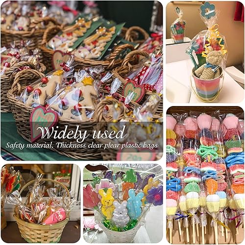 Miniatura 3 de Bolsas transparentes para caramelos, 100 bolsas de celofán de 6 x 10 pulgadas, bolsas de regalo para fiestas, bolsas de regalo, bolsas para