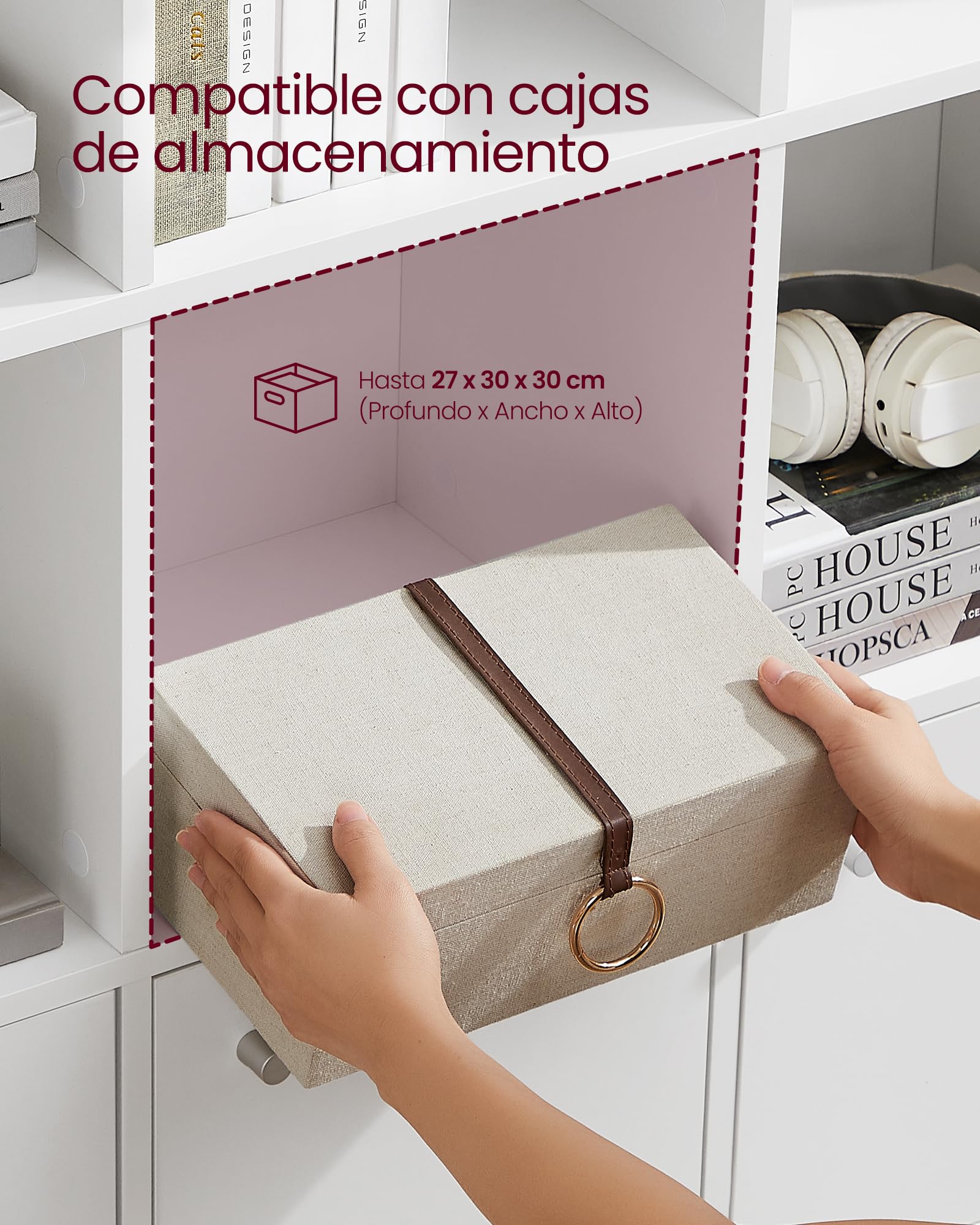 VASAGLE Estantería, Librería de 3 Niveles, Estantería de Almacenamiento Abierto, 29 x 97,5 x 97,5 cm, 3 Compartimentos con Puertas, para Sala de Estar, Estudio, Comedor, Blanco Nube LBC33WT