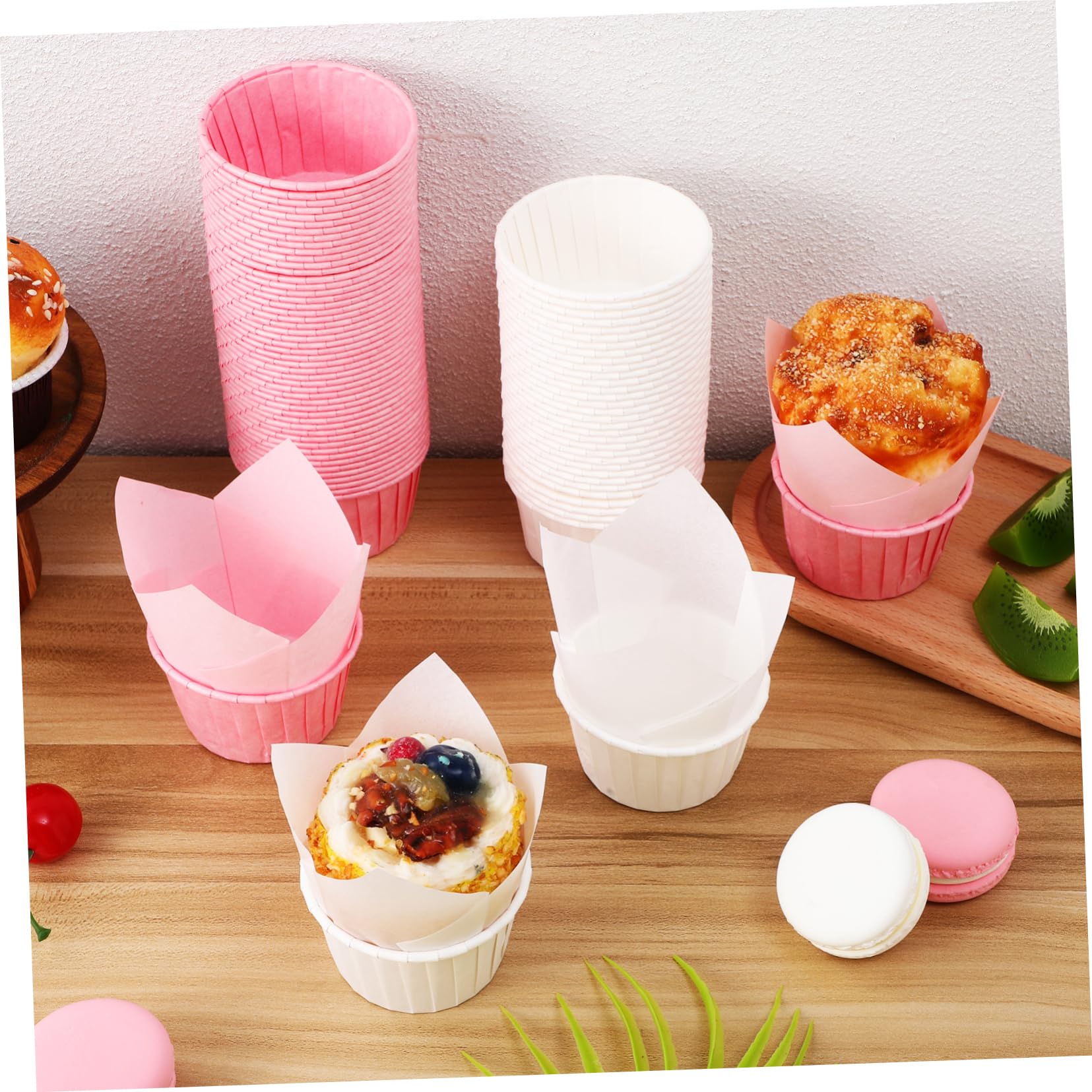 Moldes para Cupcakes y Muffins 200 Piezas de Papel para Hornear | Uso Desechable, Superficie Lisa y Alta Temperatura, para Cumpleaños y Bodas