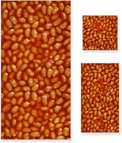 Vairocana Juego de toallas de frijoles horneados, 3 piezas, toallas estampadas suaves para baño, absorbentes, de secado rápido, 1 toalla de baño, 1