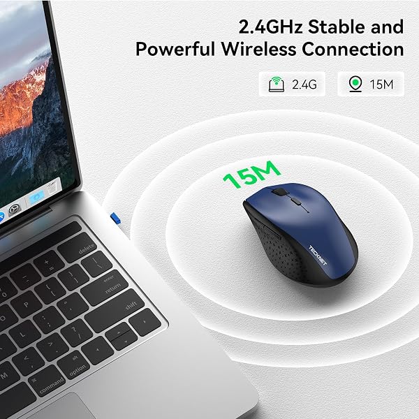 TECKNET Kabellose Maus, 4800 DPI 2.4G Funkmaus mit USB Empfänger, 30 Monate Batterielaufzeit, Optical Tracking, Wireless Maus - 4