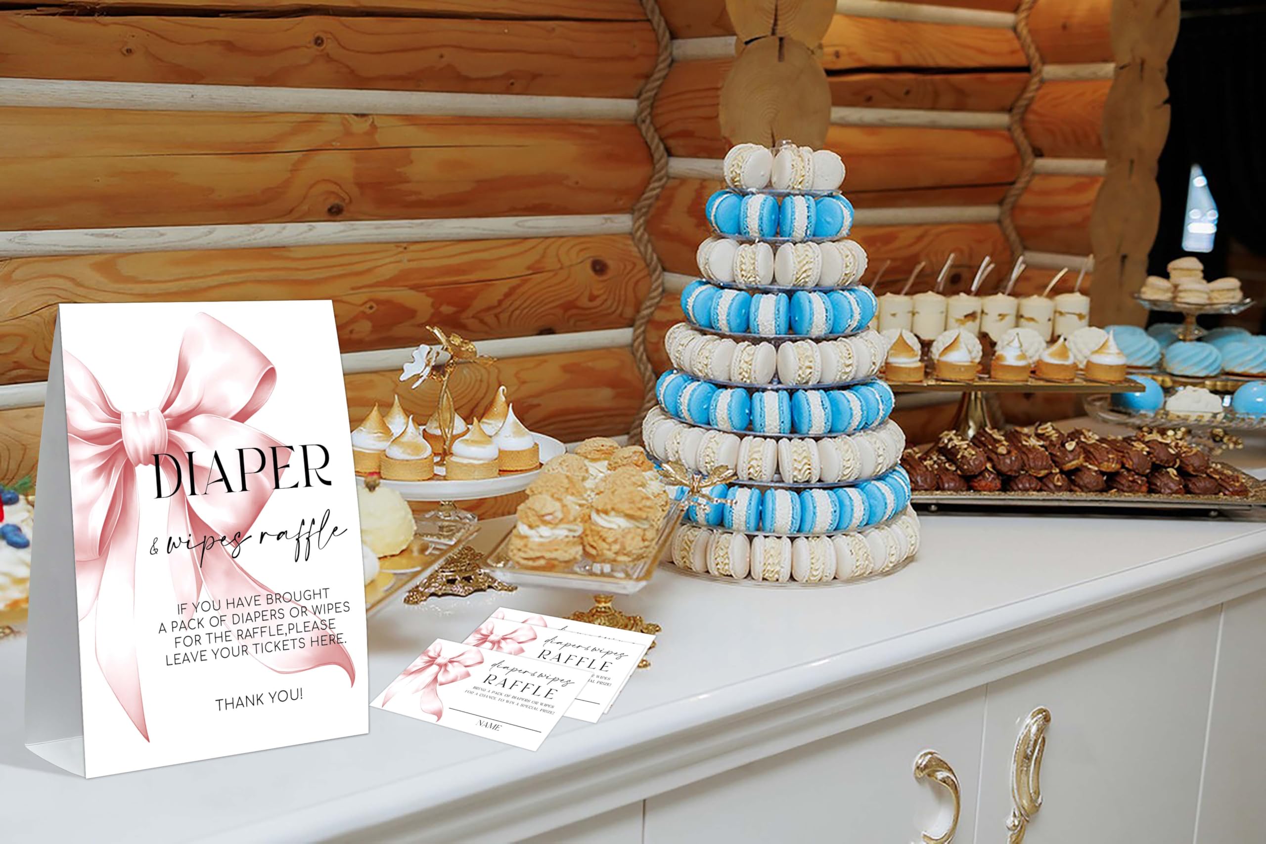50 sztuk różowej kokardki na loterię z różową kokardką i biletami na loterię na pieluchy, gra na baby shower, gra ujawniająca płeć, prezenty na baby shower, neutralne dekoracje ujawniające