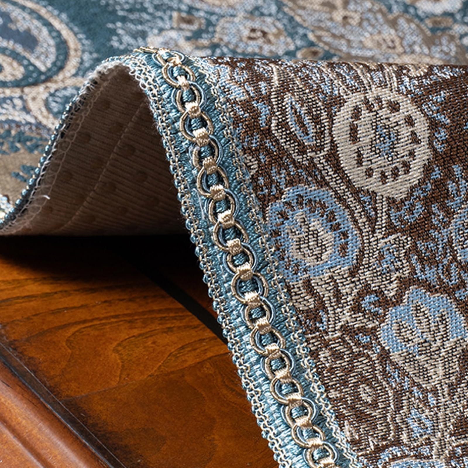 Tischläufer Polyester Wohnzimmer, Tischläufer Modern Deko 35x220 cm, Floral Bestickt mit Quasten Nordisch