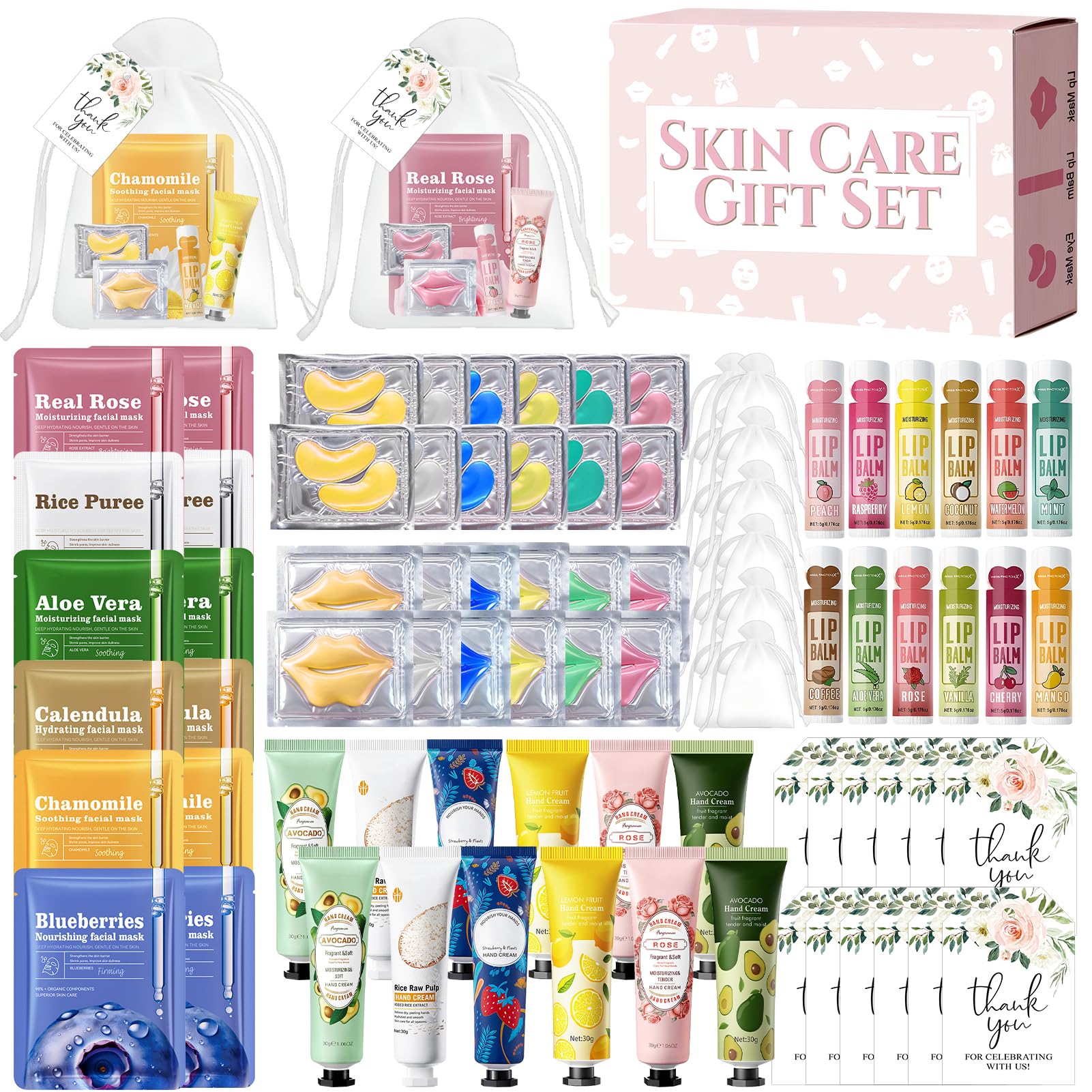 84 Piezas Set Regalo Mujer Skincare, Set Cuidado Facial Mujer, Incluye Mascarillas Faciales/Eye Patches/Mascarilla Labi…