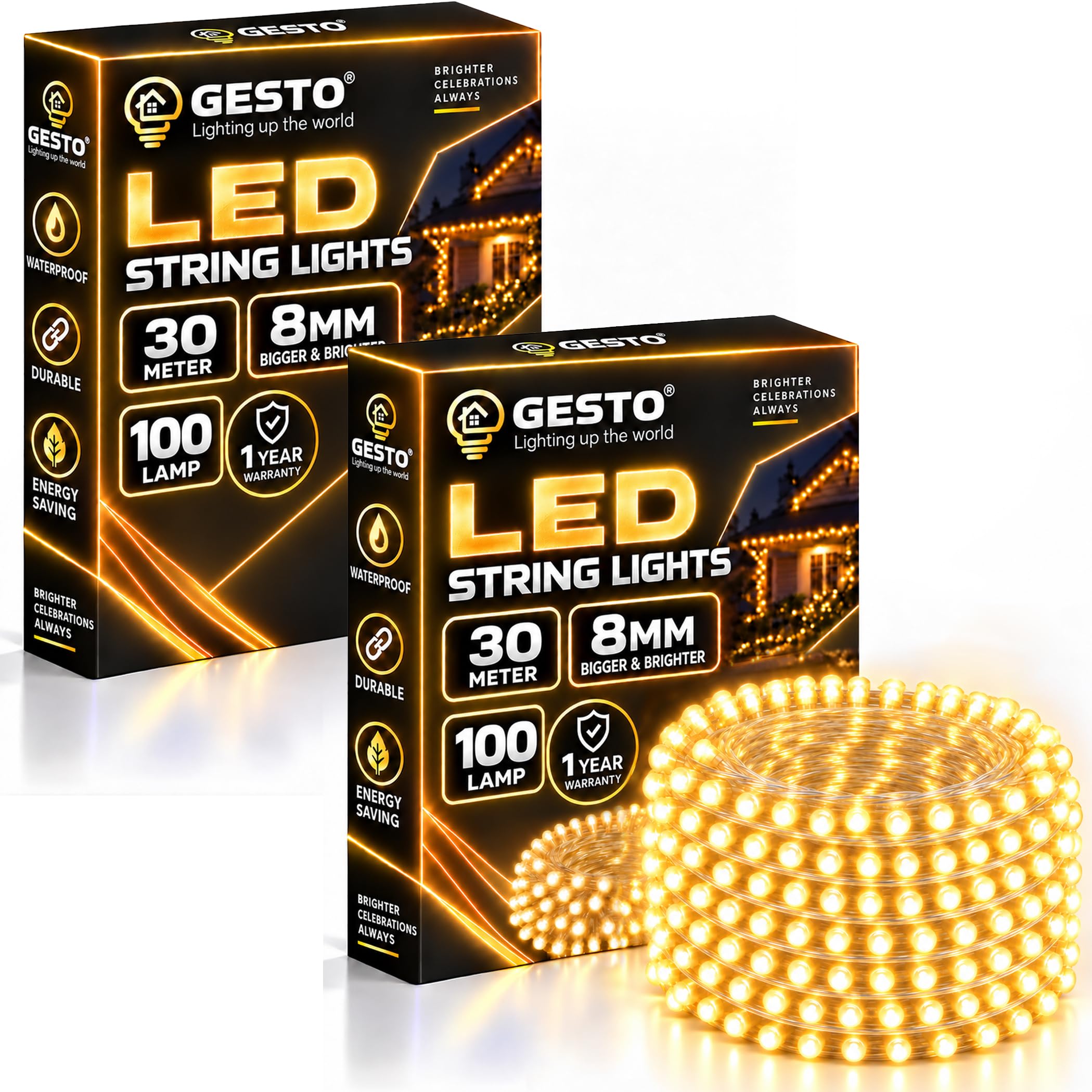 Gesto 45m LED String Lights - Warm White Fairy Lights -14 Gesto 45m LED String Lights - Warm White Fairy Lights -14