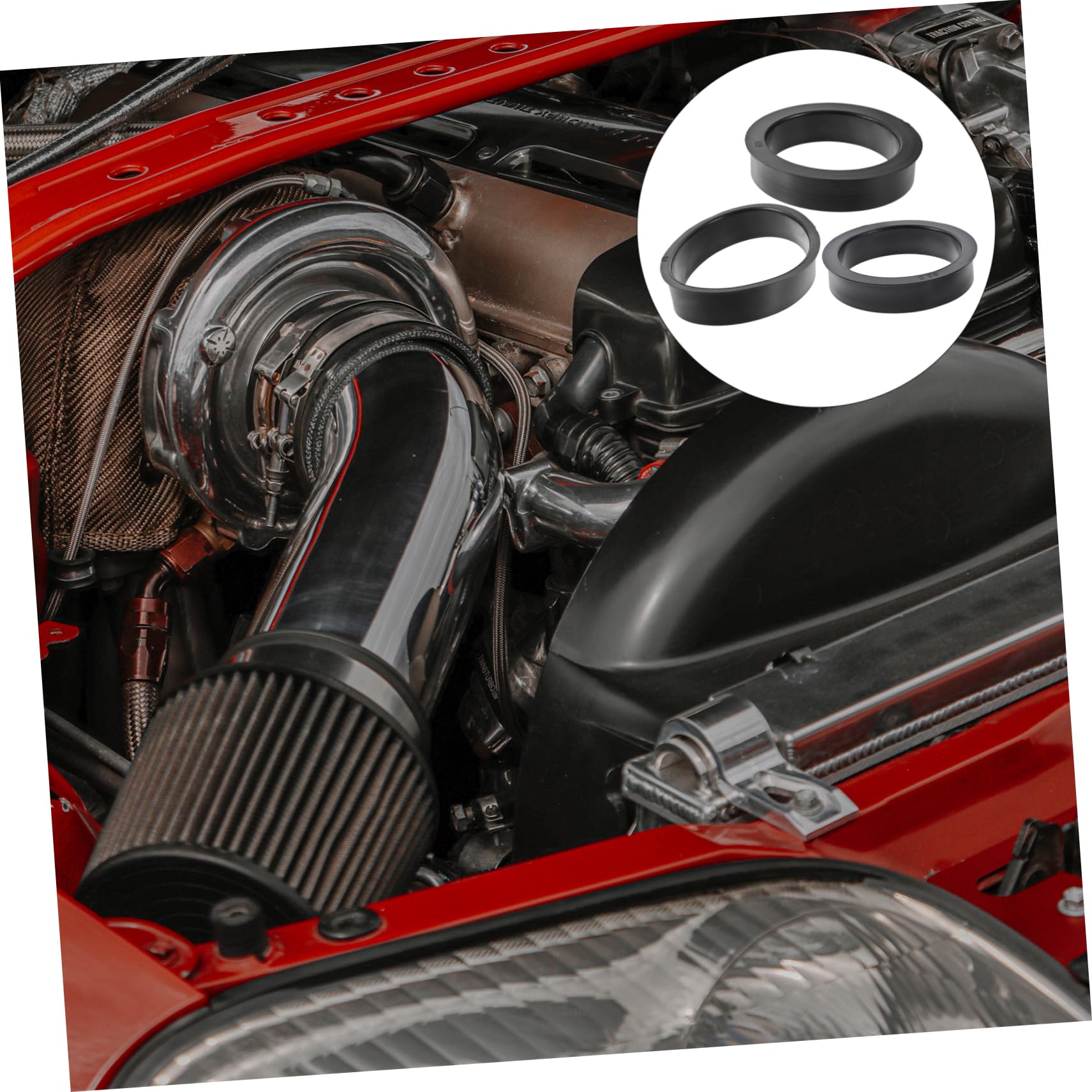 Zerodeko 3 Pezzi Anelli Adattatori in Gomma per Filtro Aria Conico 76mm 3 Pollici Migliorano Prestazioni ed Efficienza Auto