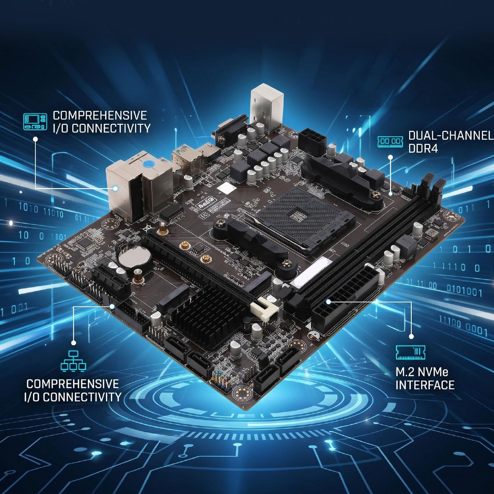 Placa Base para Juegos A320, DDR4 de 2 Canales, para Ryzen 3, 5, 7 y 9 de 1.ª, 2.ª, 3. y 4. Generación, PCI-E X16, VGA, HDMI, RJ45, USB .0, 4 USB .0, SSD M. NVMe
