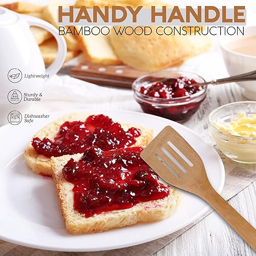 Miniatura 9 de Alpine Cuisine Espátulas de acero inoxidable de 13 pulgadas con mango cómodo, utensilios de cocina antiadherentes y espátulas de cocina resistentes