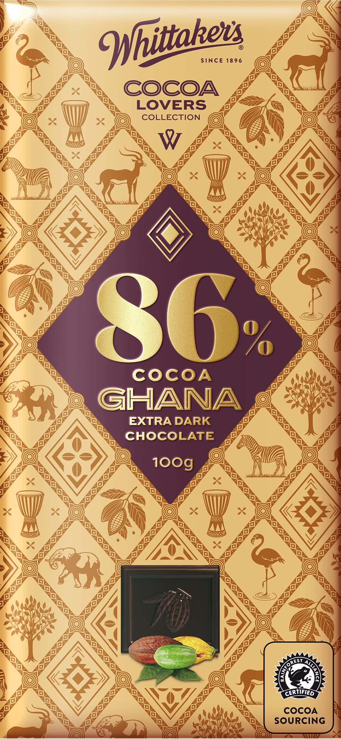 Whittaker's 86% Cocoa Ghana Extra Dark Chocolate Bar - 100 Gram