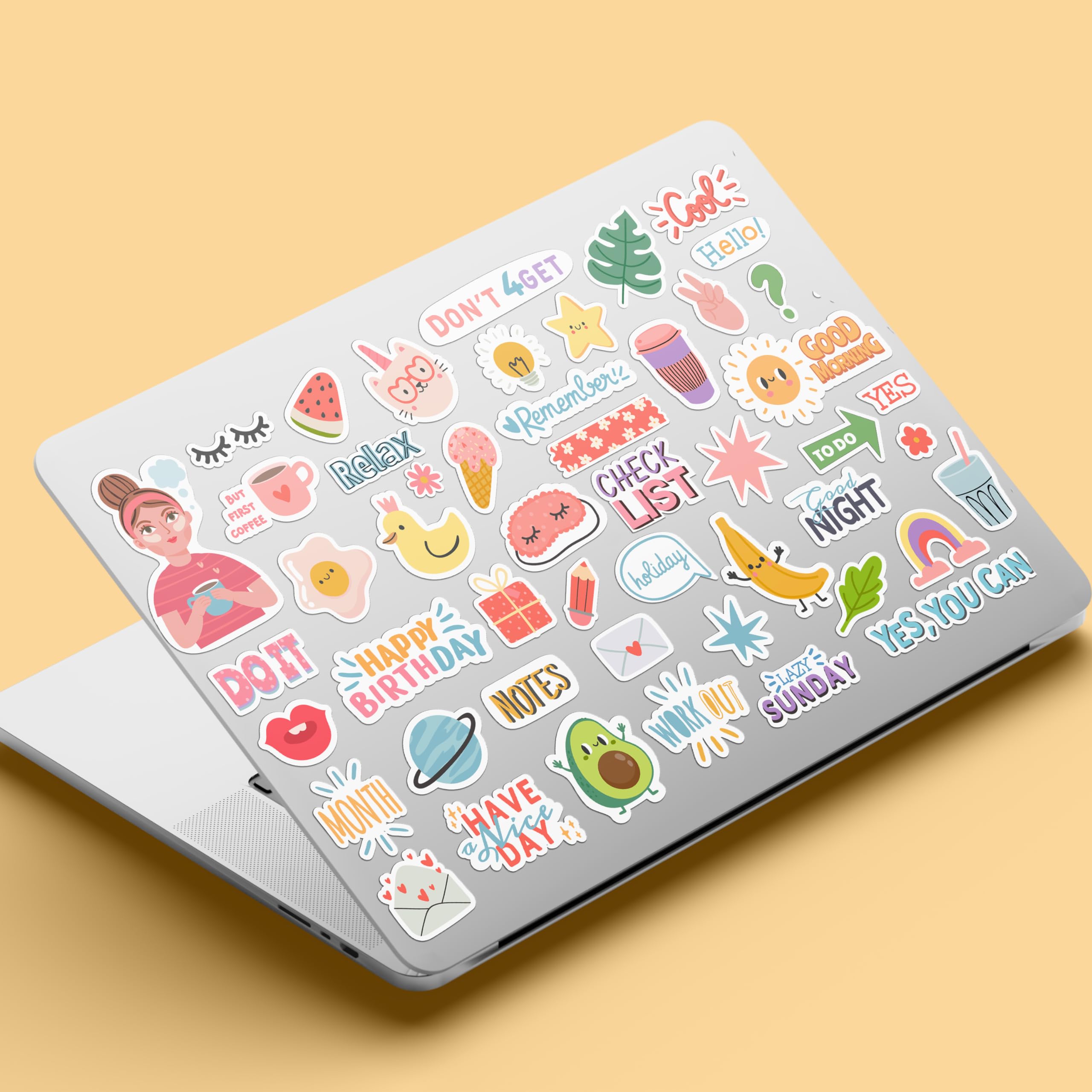 NoWorries Leminated Scratch Proof Modern Stickers (Pack of 50) Stickers for Mobile Cover, Laptops, Books, Bottles, Tablets, Fridge (No-Residue) (Multicolor Printed Premium Vinyl Stickers)(S-1.9) 3
