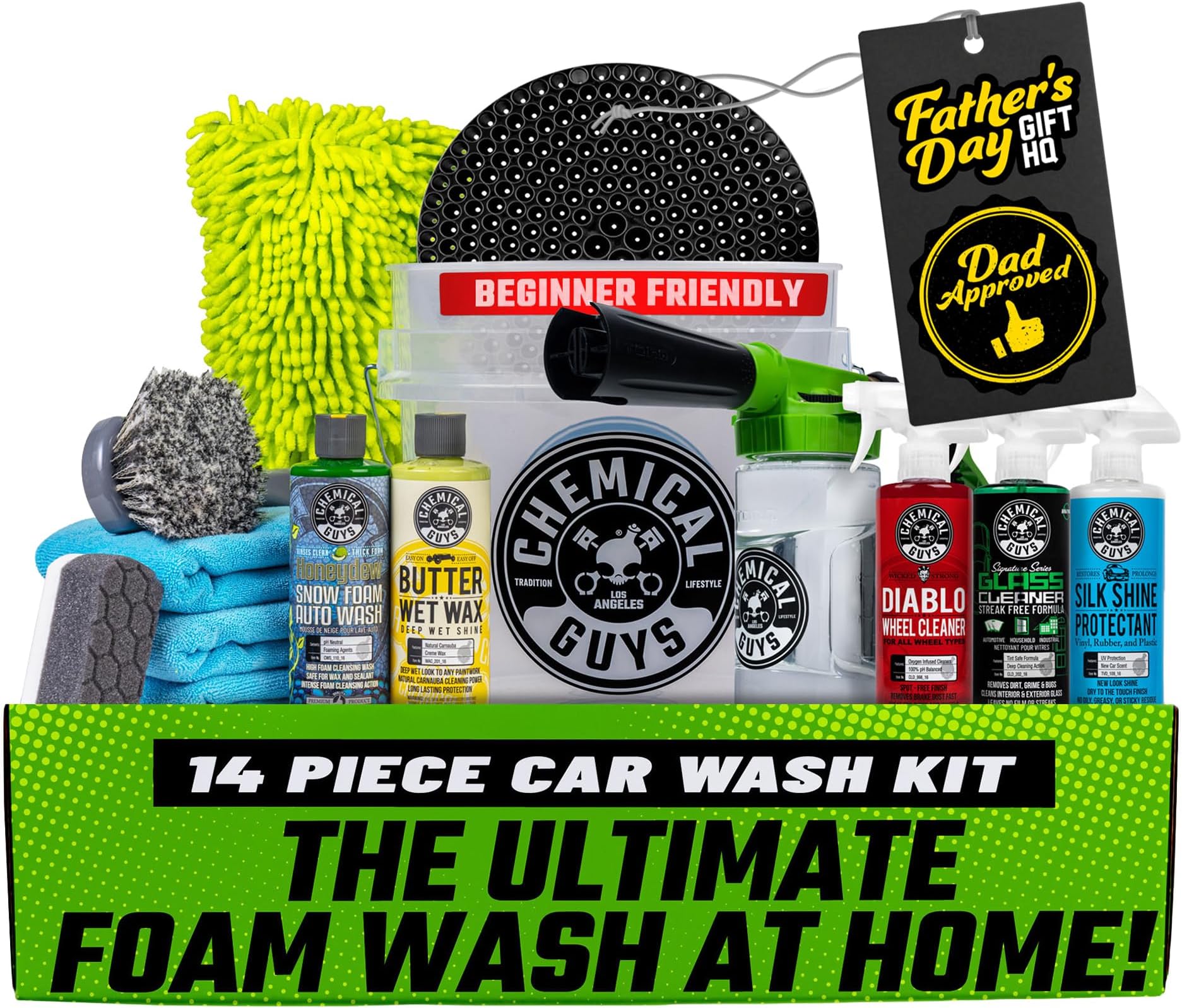 - Chemical Guys Car Wash Kit 14-Pc Arsenal Builder - with Foam Blaster, Wash Bucket, Towels, Applicators, and 16 oz Soaps, Waxes, and Cleaners - Complete Car Detailing Gift Set, Works with Garden Hose