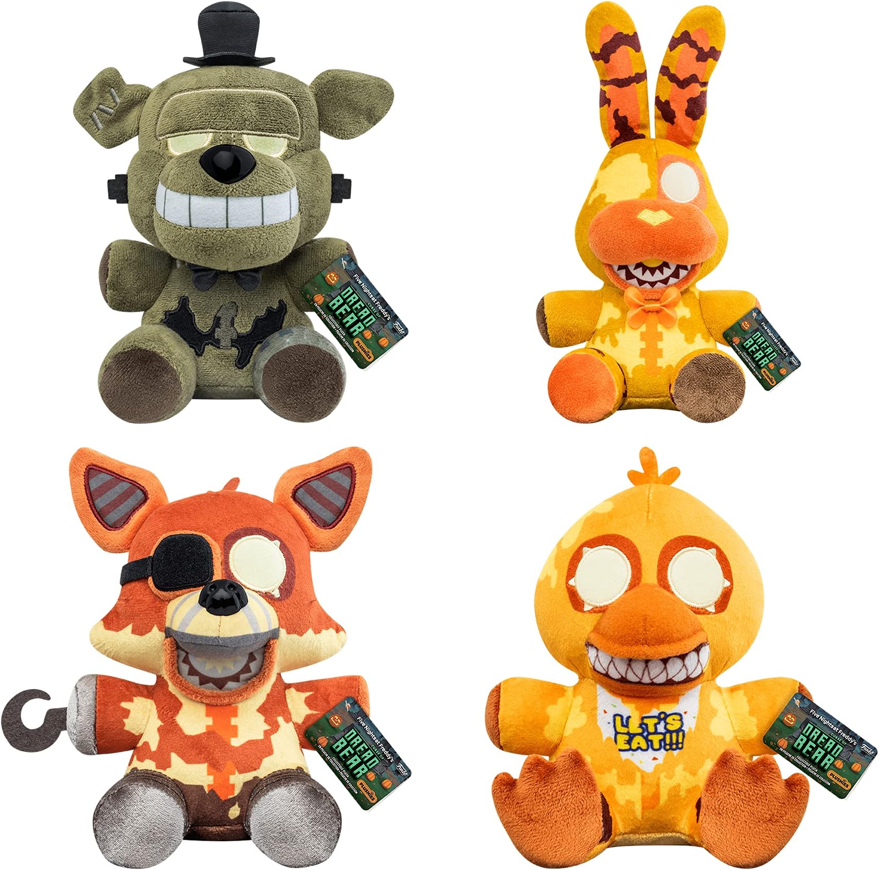 Pop! Five Nights at Freddy's Dreadbear Plush Set of 4 - Dreadbear, Grim Foxy, Jack-O-Bonnie and Jack-O-Chica