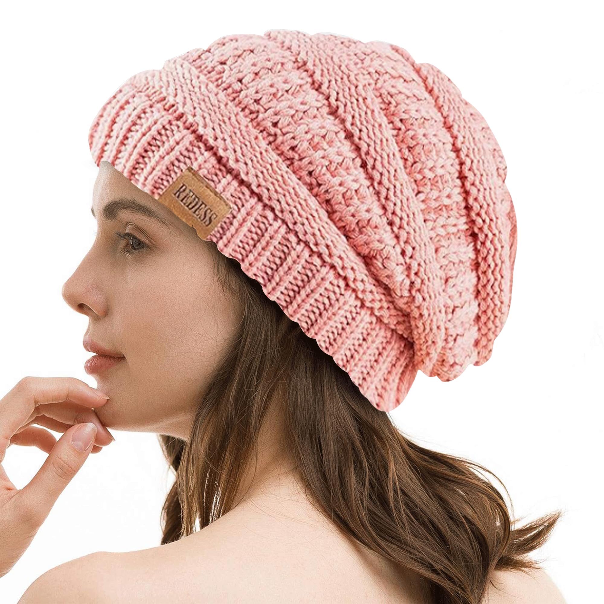 REDESS Slouchy Beanie Hat for Men and Women Winter Warm Chunky Soft Oversized Cable Knit Cap