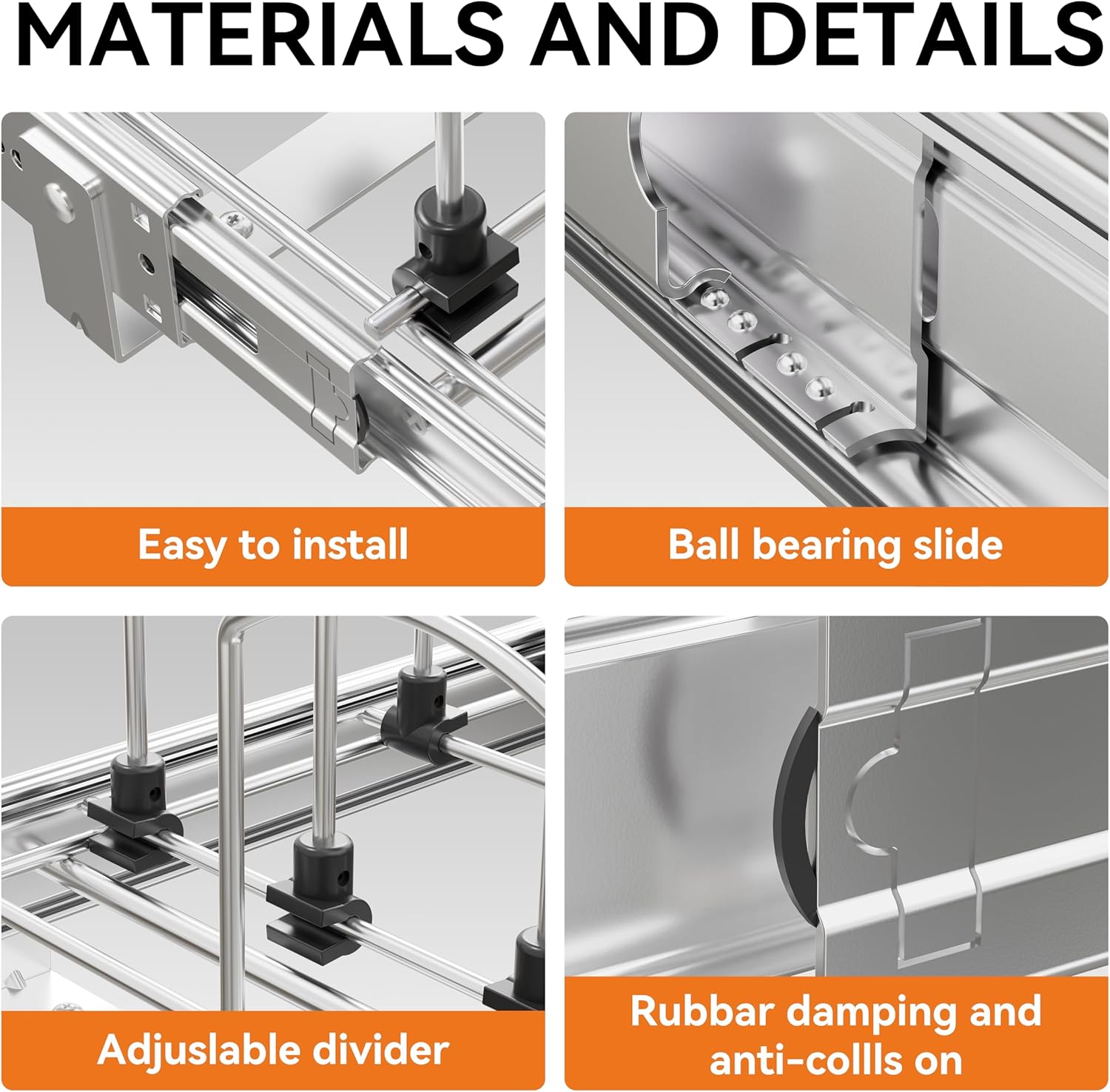 Pull Out Pots and Pans Organizer Under Cabinet, Sliding Adjustable Pot Rack with 9 Adjustable Dividers, Chrome-Plated Pot and Pan Holder Rack, Full-Extension Rail for Kitchen Organization 12" W*22" D - Image 3