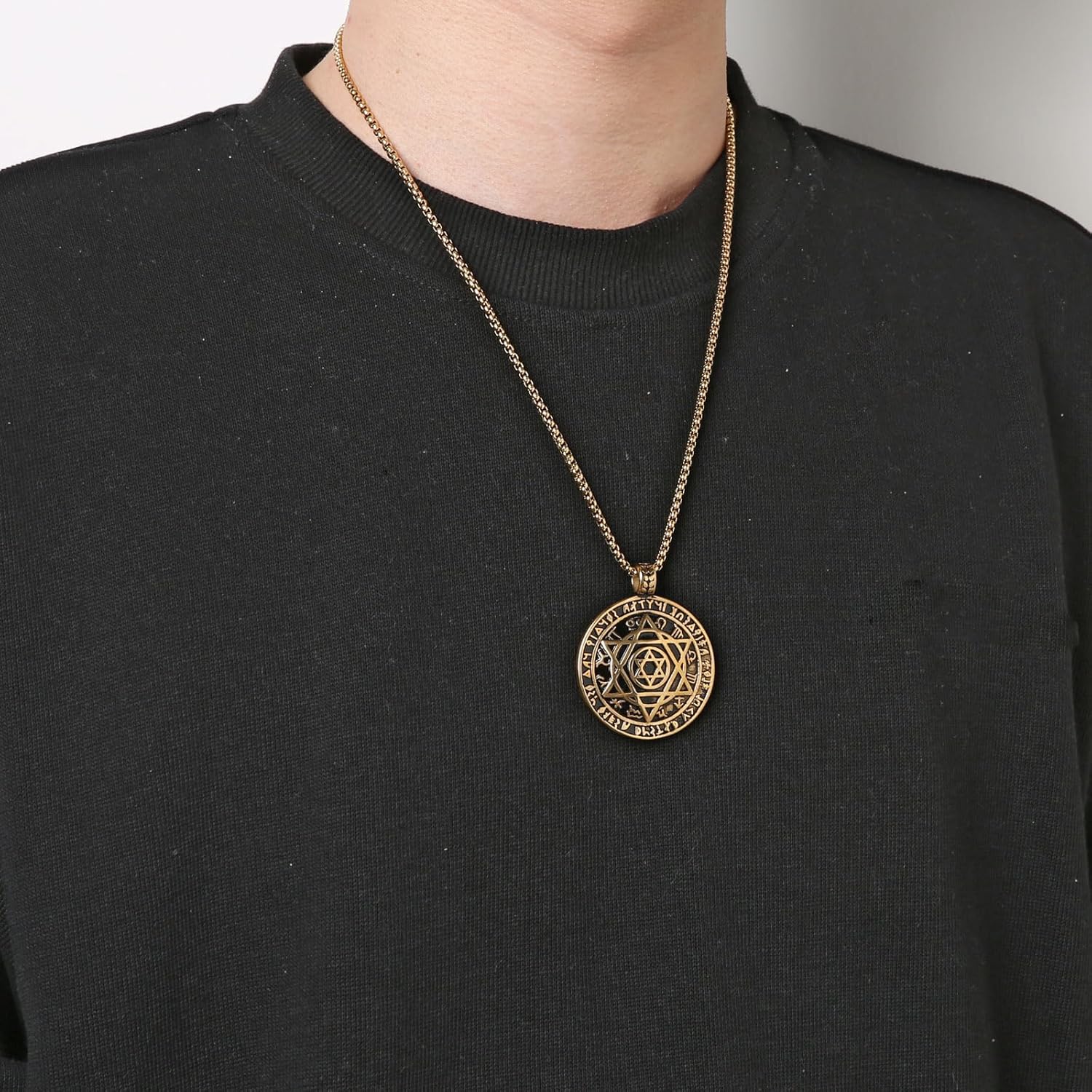 HZMAN Talisman Seal Solomon Six-pointed Star 12 Constellation Pendant stainless steel Necklaces 22+2" Chain - Image 3