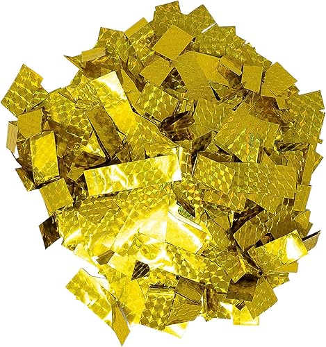 Holograma dorado metálico confeti impreso con láser, caída lenta, ideal para fiestas, eventos, decoración de mesa y lanzadores de confeti