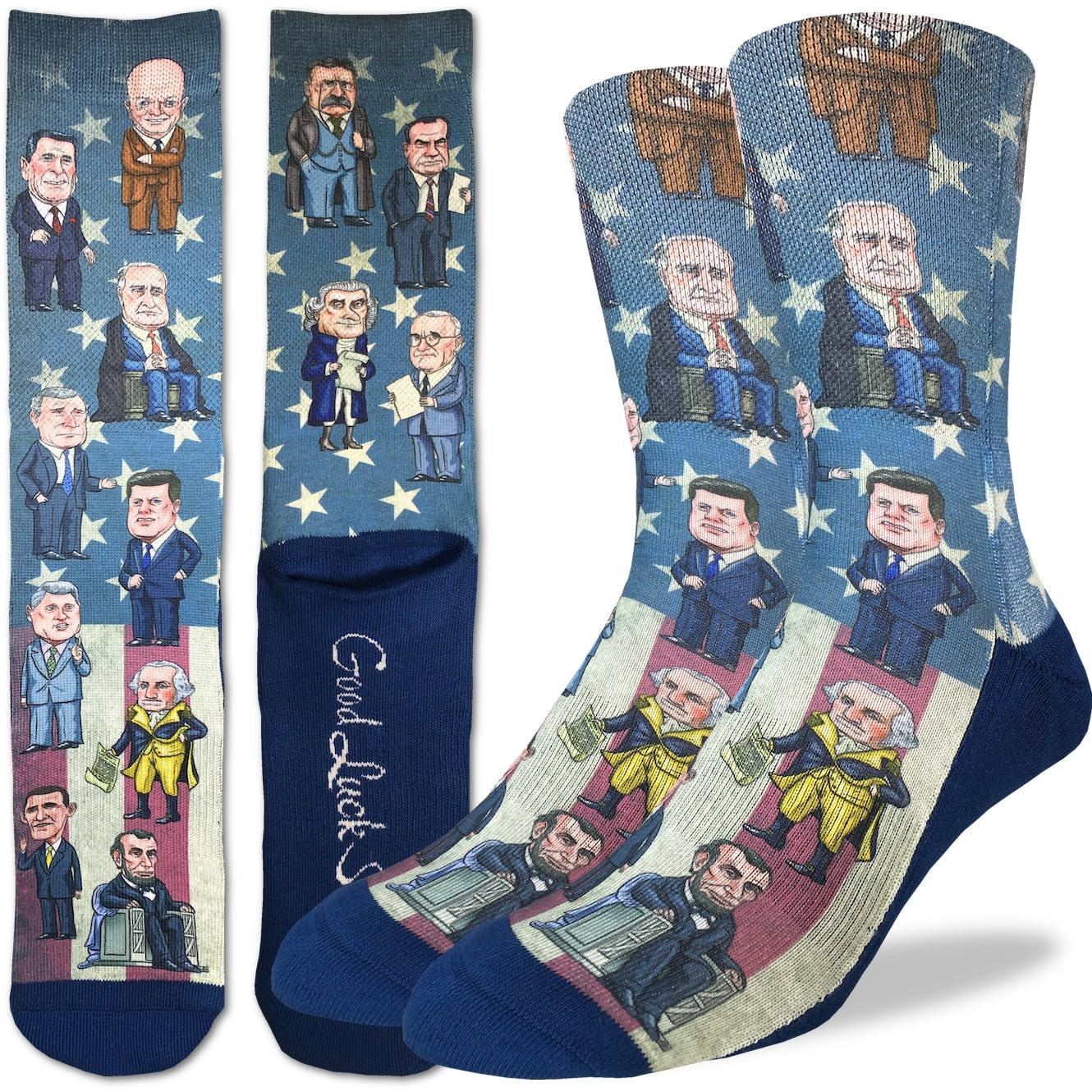 Good Luck Sock Men's Past Presidents of United States Socks, Adult, Shoe Size 8-13