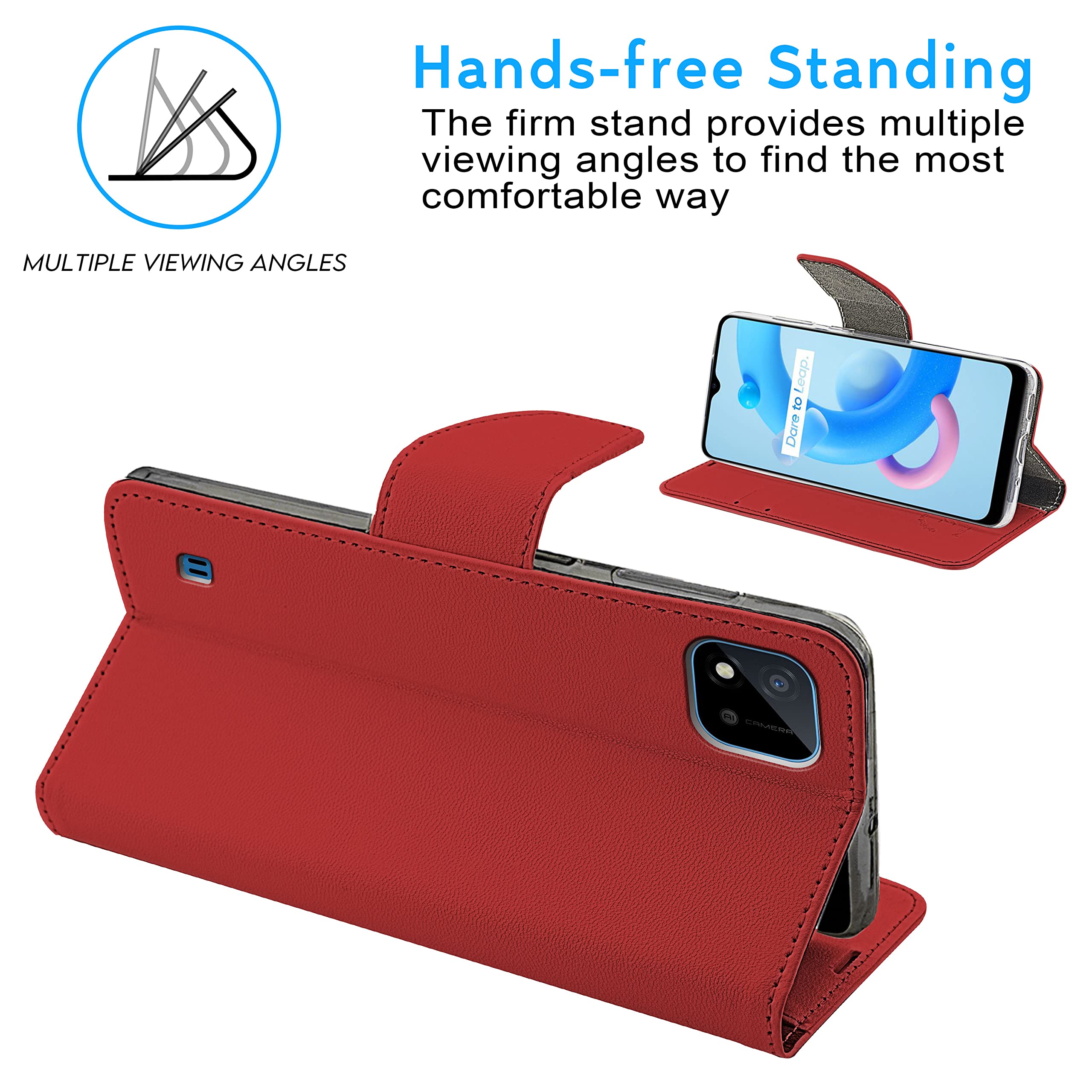 WEIOU Leather Folio Cover per Realme C11 (2021), Goffratura a