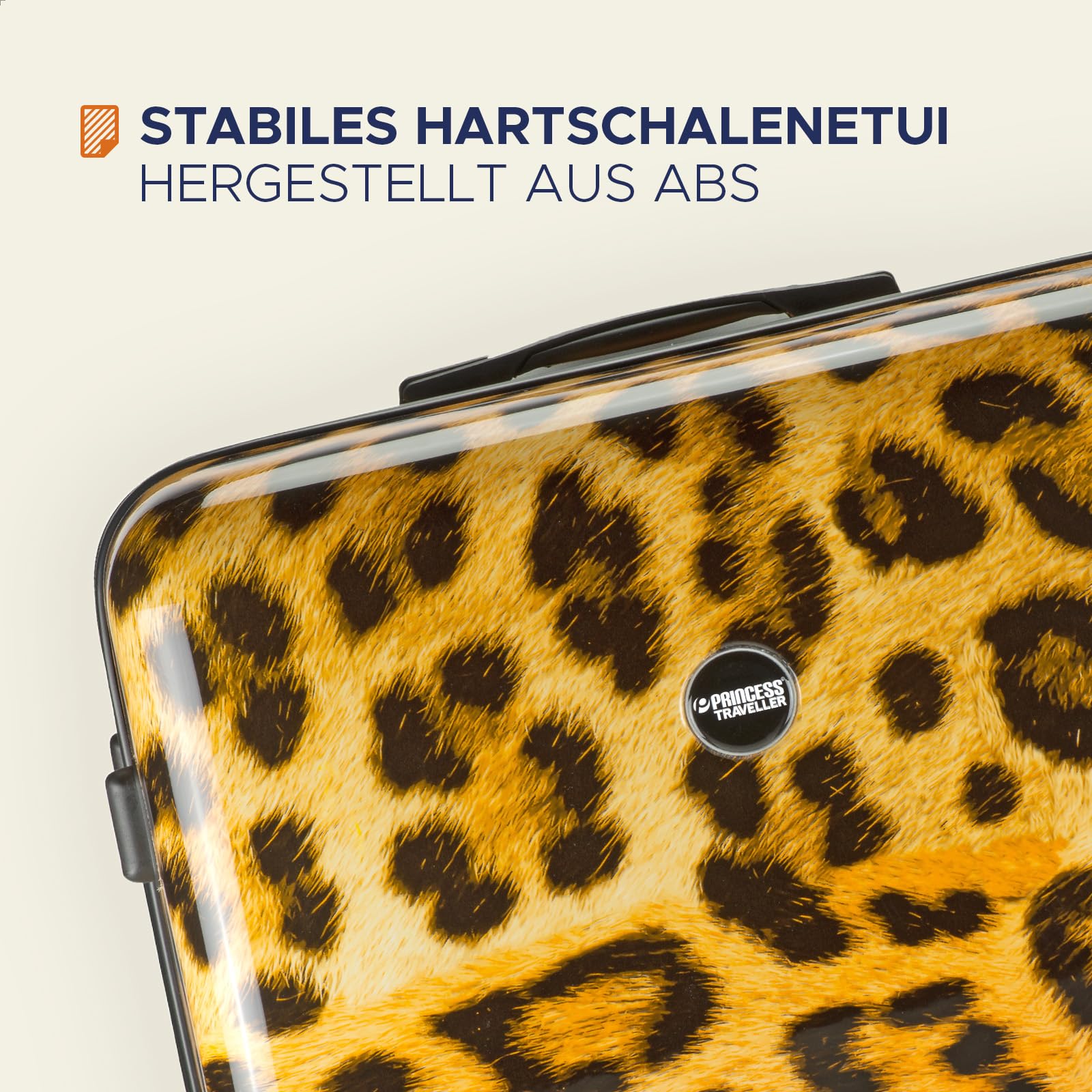 Princess Traveller Animal Print - Reisekoffer - Leopard - Mittel - 66 cm - Doppelräder - Hartschalen Koffer (Gelb, Mittel Reisekoffer)