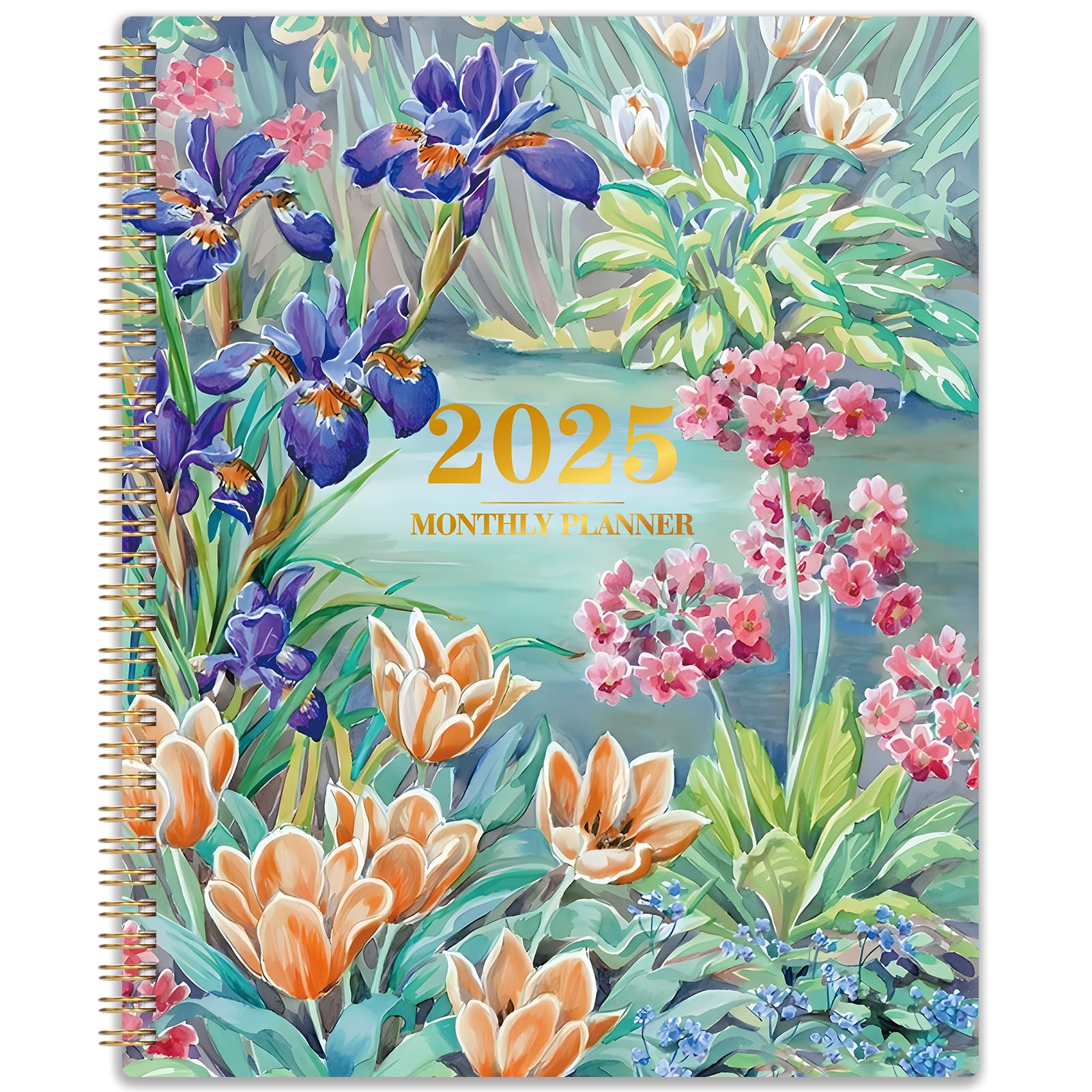 Monthly Planner 2025-2026 - JUL 2025 - DEC 2026, Academic Planner 2025-2026 for Daily Organizing, 9" * 11", 18 Monthly Calendar with Contacts, Passwords, Back Pocket, Tabs, Floral Design