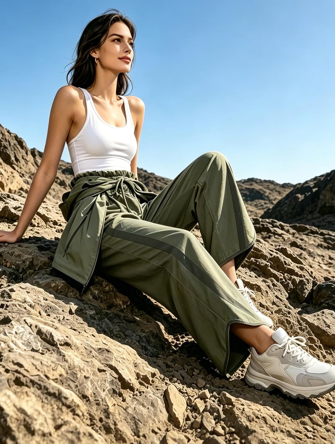 Track Pants Women Baggy Wide Leg Barrel Pants Casual Drawstring Elastic Workout Y2K Contrast Color Pant