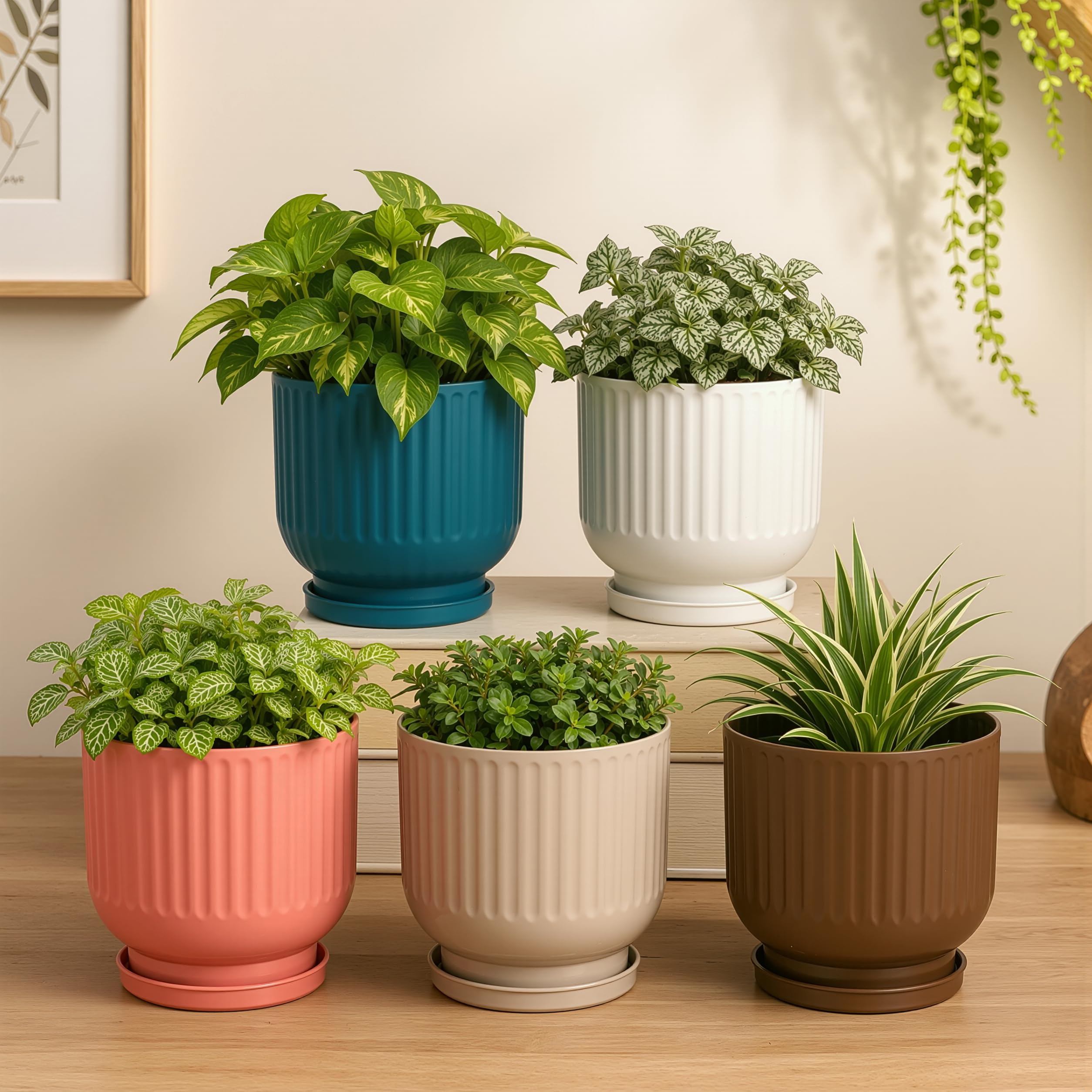 Colorful Flower Pots - Modern Plant Planters (Pack of 5) -2
