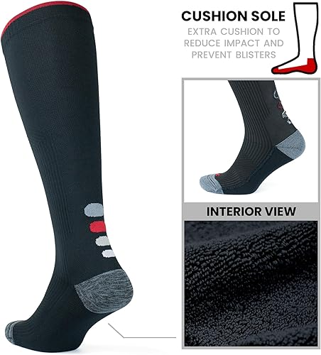 Miniatura 7 de GoWith Calcetines de compresión para hombres y mujeres, acolchados de 20-30 mmHg, calcetines de compresión graduados para correr, calcetines