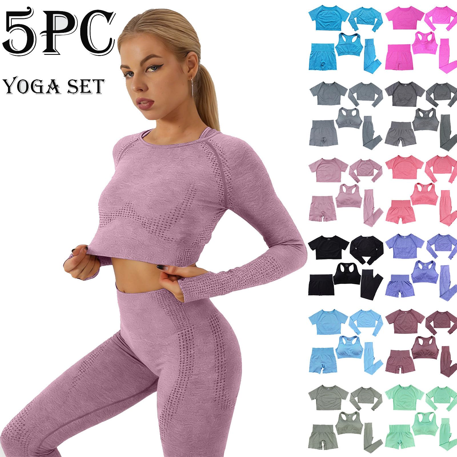 Abbigliamento aderente da donna, leggings a compressione, push up, legging a vita alta, drenaggio linfatico, palestra, scrunch, sport, yoga, sport, jogging, sport, set da 2 pezzi