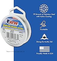 Vista 2 de American Fishing Wire Surflon Micro Supreme Nylon recubierto 7x7 de acero inoxidable, líder en alambres anudables para pesca en agua salada, pesca