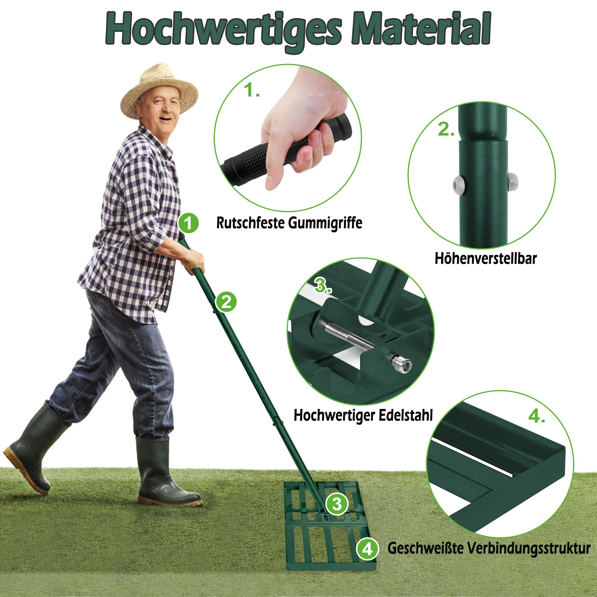 YRHome Rakla do trawy, do ściągania piasku, narzędzie do niwelowania trawnika, narzędzie do wyrównywania powierzchni, poziomowanie z ergonomicznym uchwytem, na podwórko, pole golfowe, do ogrodu, 75 x