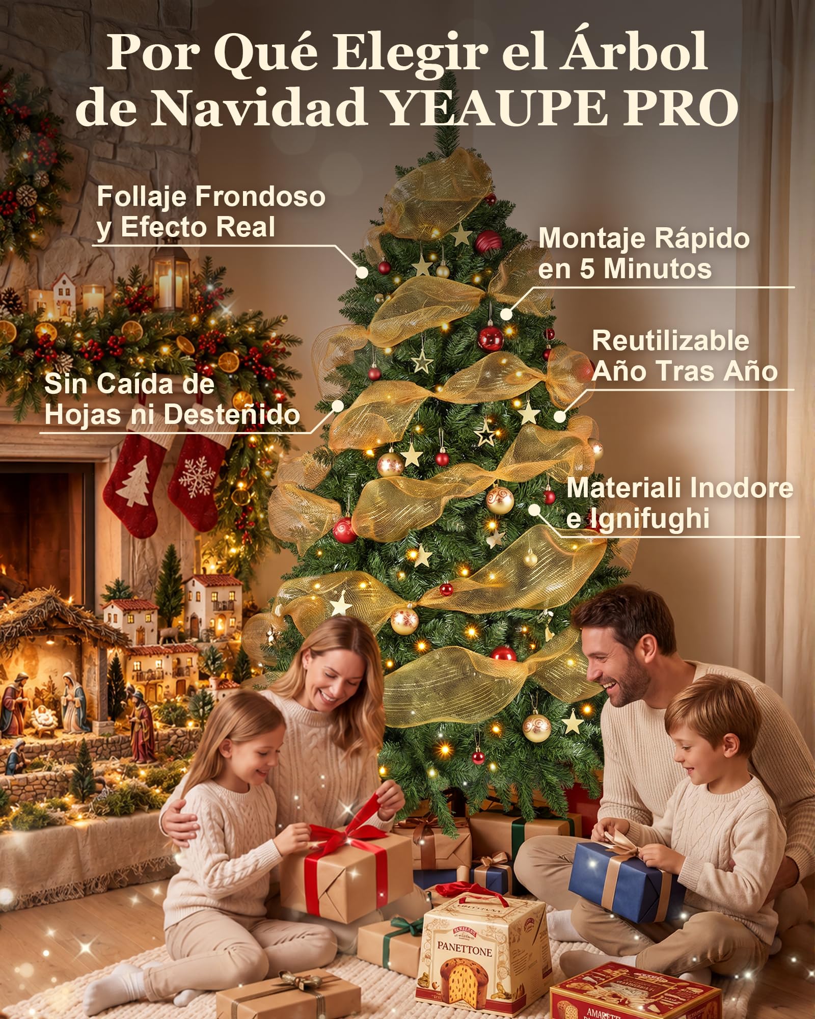 YEAUPE PRO Árbol de Navidad Artificial 180cm Superfrondoso de Material PVC