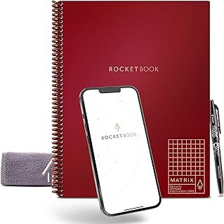 Rocketbook Matrix Smart Reusable Graph Notebook | Eco-friendly, Digitall...