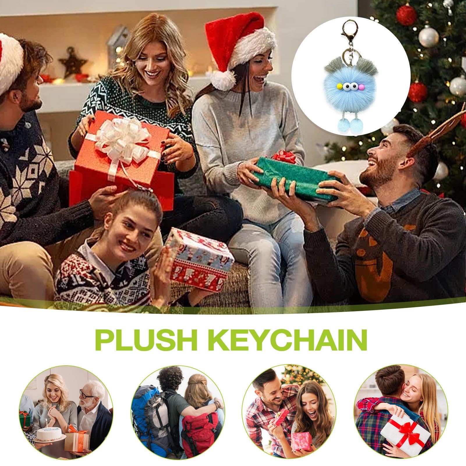 Joli Porte-clés En Peluche Douce à Suspendre Avec Anneaux En Métal