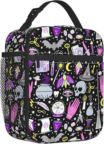 Miniatura 2 de Magic Witchy - Bolsa de almuerzo aislada gótica con asa de hebilla desmontable, lonchera portátil reutilizable para mujeres, hombres y niños
