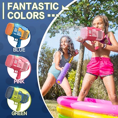 Miniatura 4 de Ametralladora de burbujas, 132 agujeros, pistola de burbujas, juguetes para niños y niñas de 10, 11 y 12 años, regalos divertidos para niños,