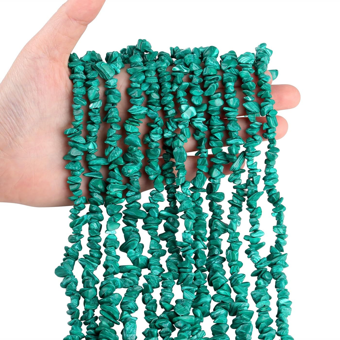 XIANNVXI 400 Pcs Malachite Green Round Craft Beads, 5-8mm, Green, Z4 - Malachite