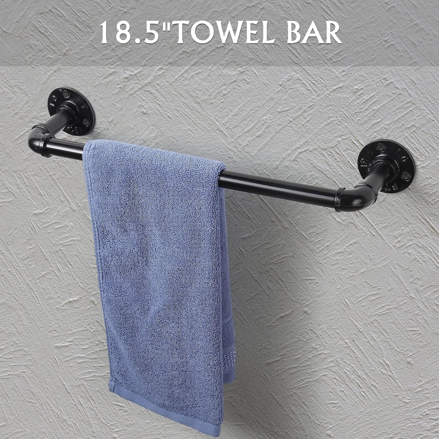 Bathroom Hardware Fixture Set Industrial Towel Bar Sets with Paper Towel Rack Wall Mount Hand Towel Holder Roll Ring Toilet Paper Holder and Pipe Robe Towel Holder Hanger for Farmhouse Home, 7 Pieces