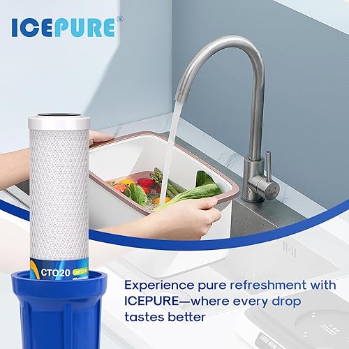 Miniatura 9 de ICEPURE Cartucho de filtro de agua de sedimentos de carbono CTO para toda la casa de 1 micrón, 20 x 2.5 pulgadas, compatible con C1-20, EP-20,