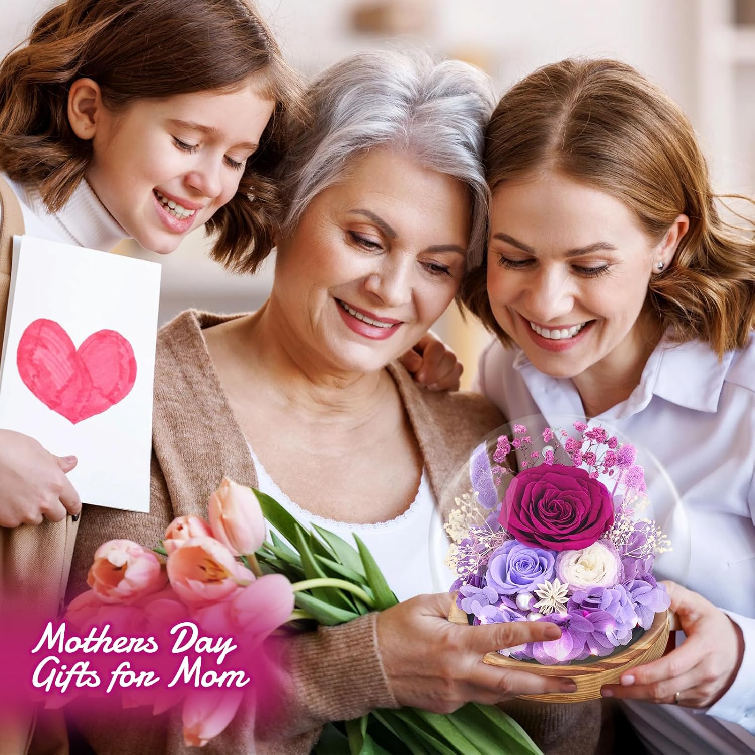 Preserved Flowers Roses in Glass Dome, Forever Flowers for Delivery Prime, Eternal Rose Long Lasting Flowers Gifts for Women Mom Wife Grandma Friends(Purple) - Image 6