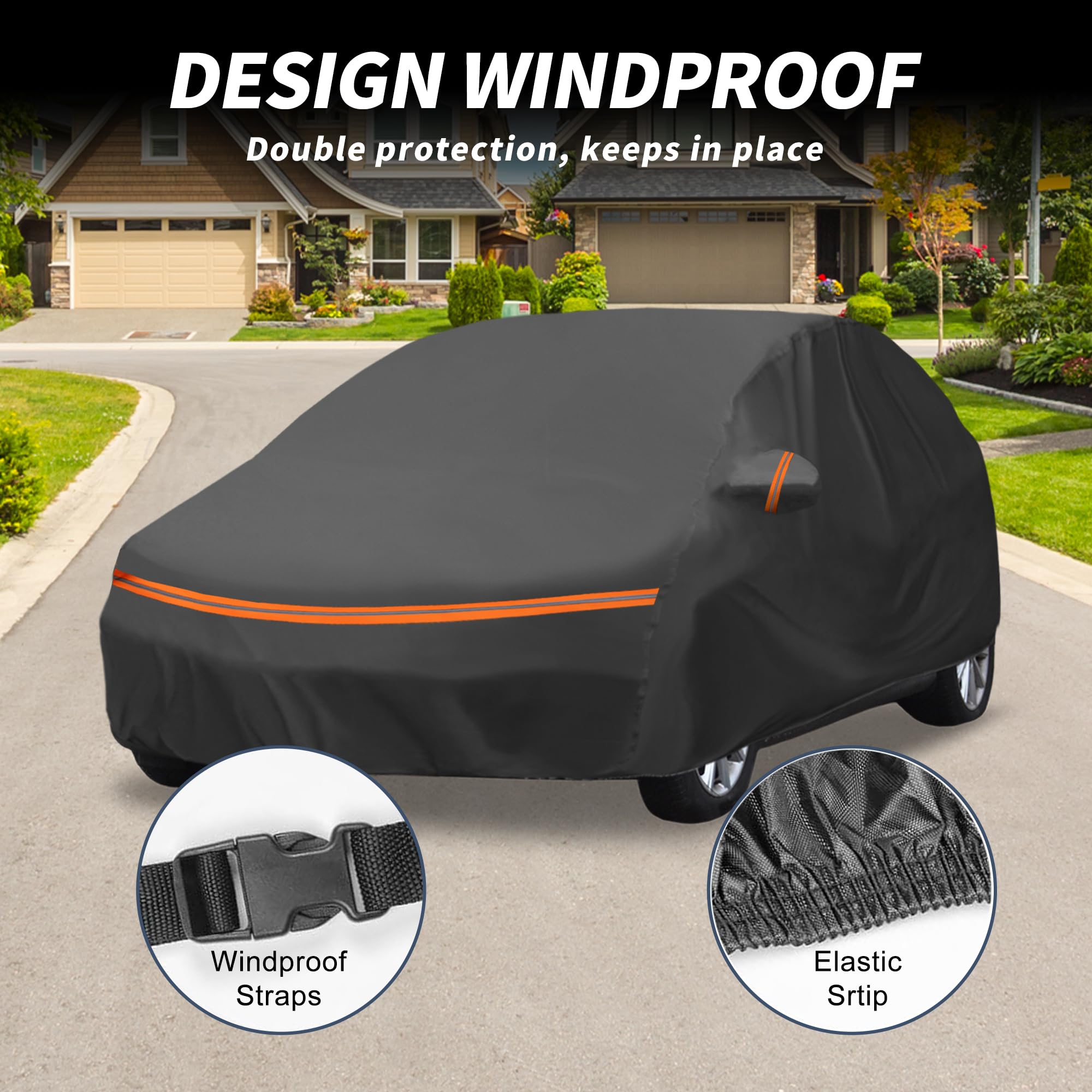 A ABSOPRO Funda De Coche para Hyundai I20 14-21 1Pc | Color Negro, Material Peva Y Algodón Spunlace, Para Todo Clima, A Prueba De Viento, Uso Exterior